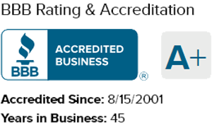 BBB Accredited Business, A+ rating